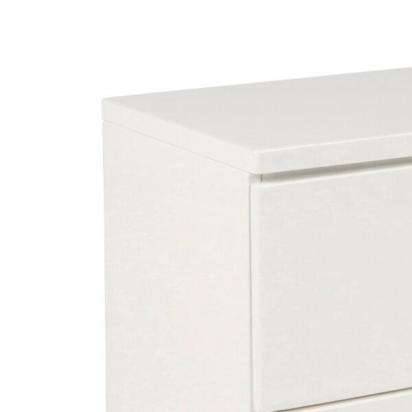 2 Drawer Wooden Nightstand with Metal Base and Bar Handles, White
