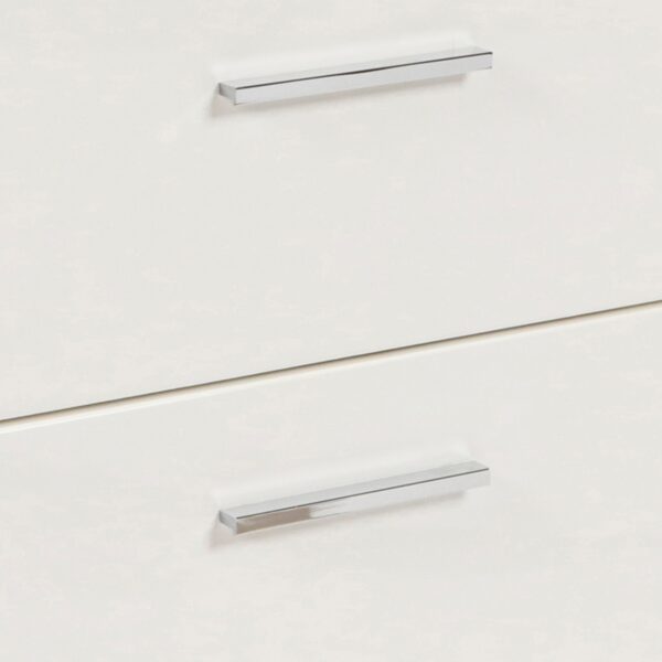 2 Drawer Wooden Nightstand with Metal Base and Bar Handles, White