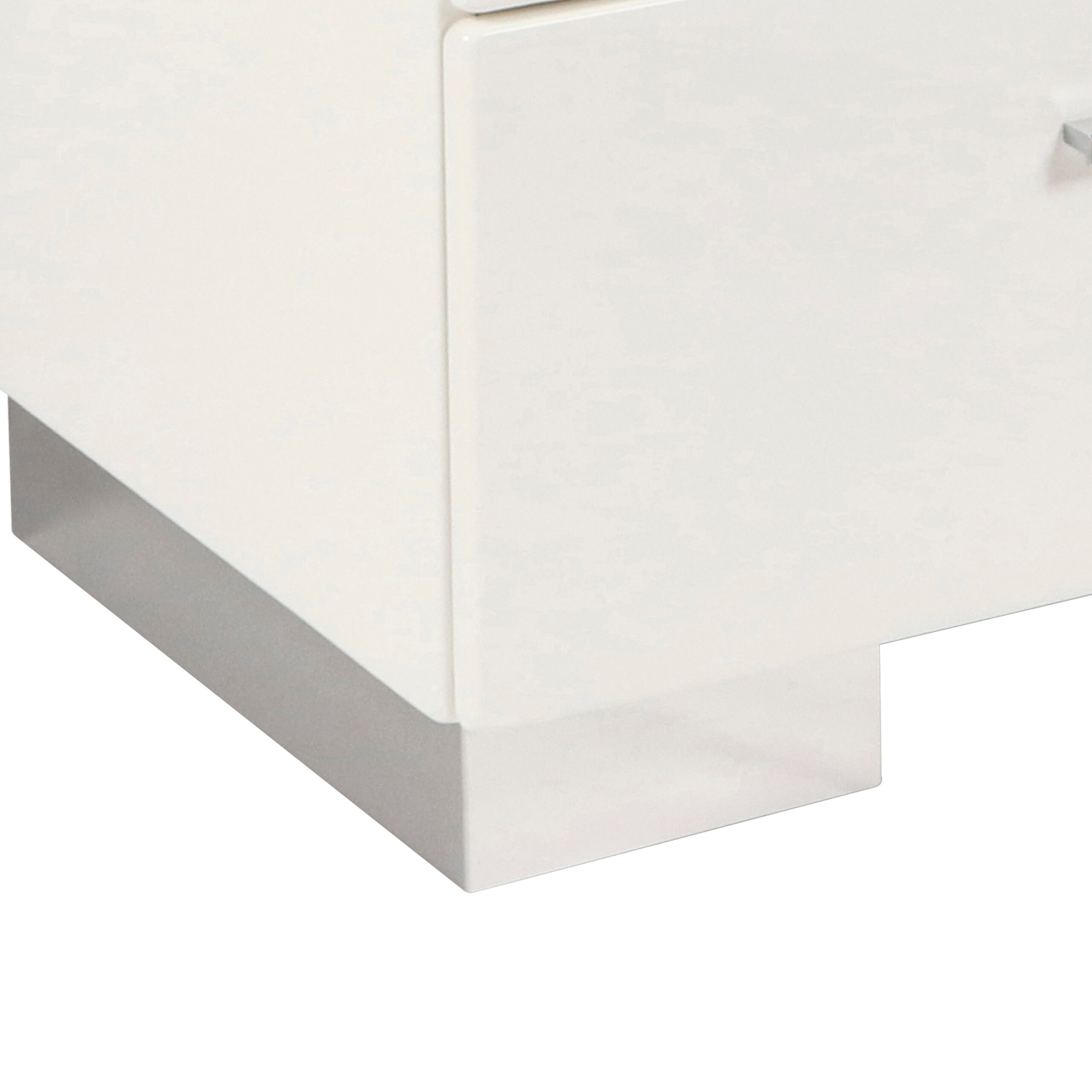2 Drawer Wooden Nightstand with Metal Base and Bar Handles, White