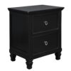 Umi 2 Drawer Wooden nightstand with Tapered Legs and Metal Rings, Black