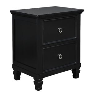 15022026699142463c812.jpeg Umi 2 Drawer Wooden nightstand with Tapered Legs and Metal Rings, Black