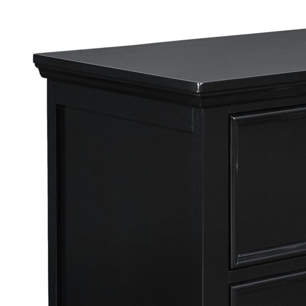 Umi 2 Drawer Wooden nightstand with Tapered Legs and Metal Rings, Black