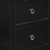 Umi 2 Drawer Wooden nightstand with Tapered Legs and Metal Rings, Black