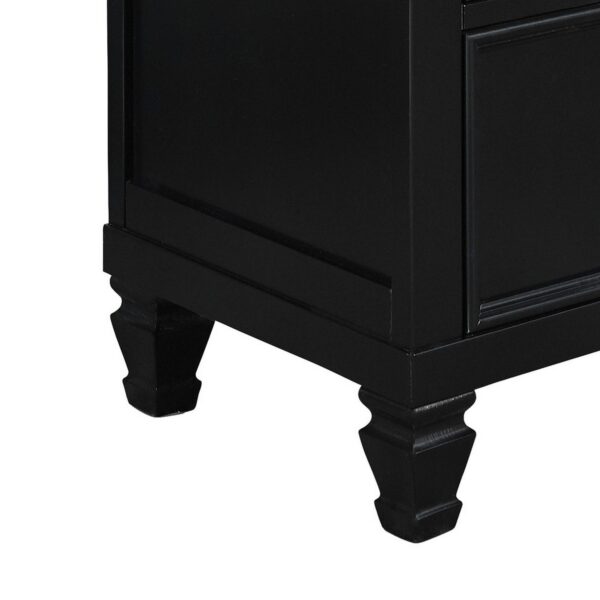 Umi 2 Drawer Wooden nightstand with Tapered Legs and Metal Rings, Black