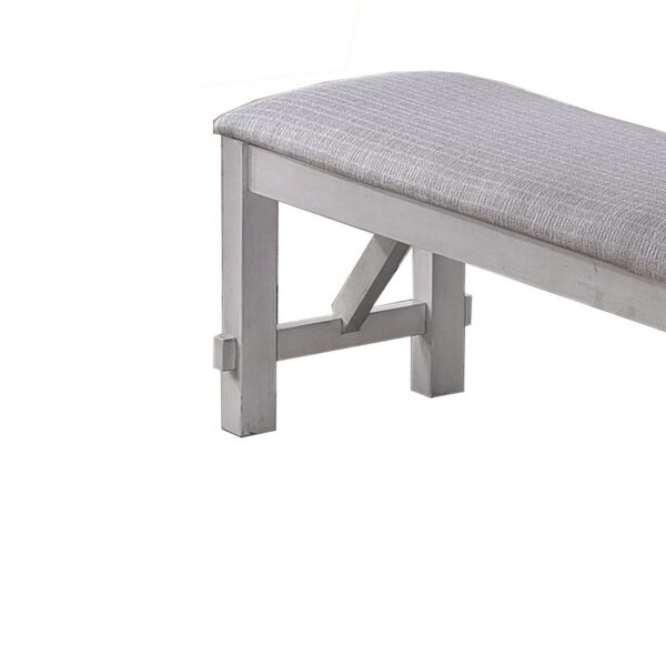 Fabric Upholstered Wooden Bench with Braces, Gray