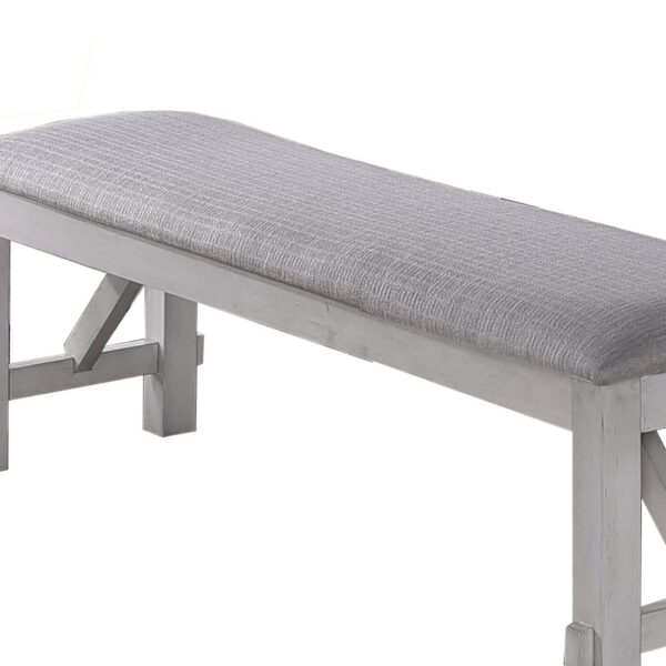 Fabric Upholstered Wooden Bench with Braces, Gray