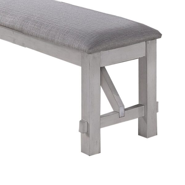 Fabric Upholstered Wooden Bench with Braces, Gray