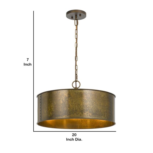 60 X 3 Watt Round Metal Frame Chandelier with 6 Foot Chain, Distressed Gold