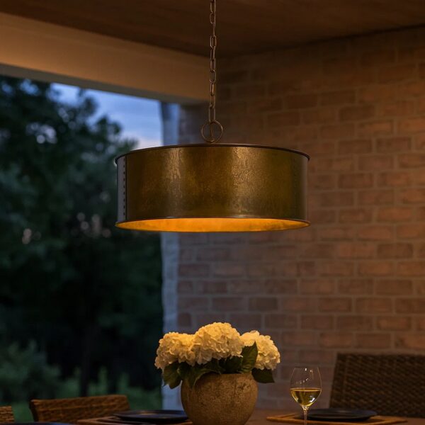 60 X 3 Watt Round Metal Frame Chandelier with 6 Foot Chain, Distressed Gold