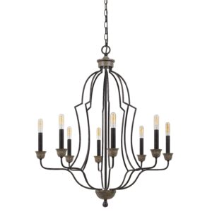 60 X 8 Watt Metal Chandelier with Tubular Frame, Textured Bronze