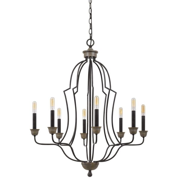 60 X 8 Watt Metal Chandelier with Tubular Frame, Textured Bronze