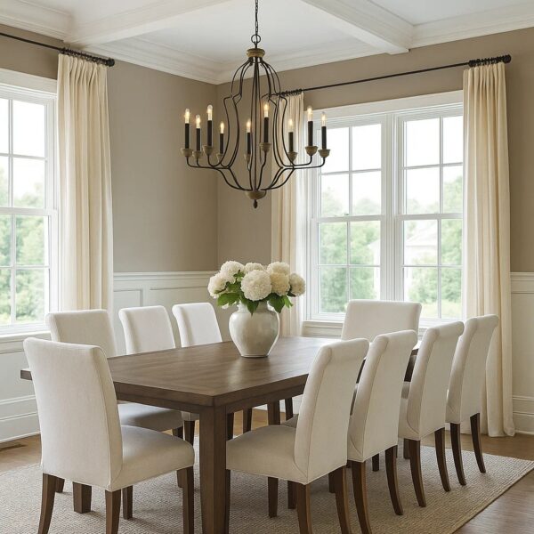 60 X 8 Watt Metal Chandelier with Tubular Frame, Textured Bronze