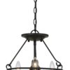 60 X 3 Watt Metal Frame Pendant with Hardwired Switch, Textured Gray
