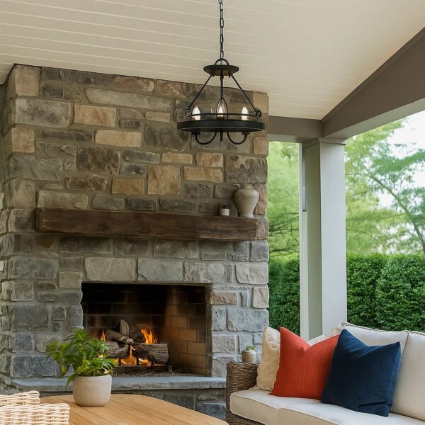 60 X 3 Watt Metal Frame Pendant with Hardwired Switch, Textured Gray