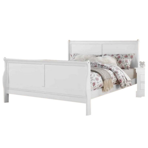 150220266991459117dec.jpeg Sleigh Design Full Size Bed with Sleek Legs, White