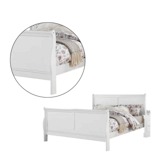 150220266991459359abc.jpeg Sleigh Design Full Size Bed with Sleek Legs, White