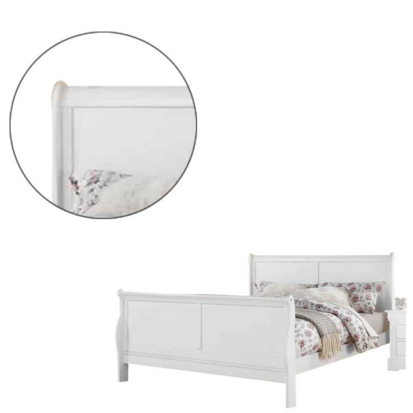 15022026699145968df61.jpeg Sleigh Design Full Size Bed with Sleek Legs, White