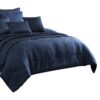 10 Piece King Polyester Comforter Set with Geometric Oblong Print, Dark Blue