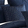 10 Piece King Polyester Comforter Set with Geometric Oblong Print, Dark Blue