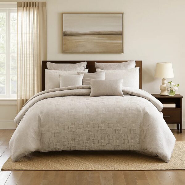 150220266991468190ca2.jpeg 10 Piece King Polyester Comforter Set with Jacquard Print, Gray