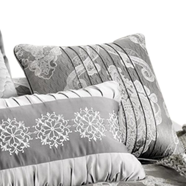 15022026699147271fb0b.jpeg 12 Piece Queen Polyester Comforter Set with Medallion Print, Platinum Gray