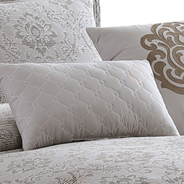 1502202669914765186bb.jpeg 10 Piece King Cotton Comforter Set with Textured Floral Print, Gray