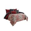 15022026699147f4b4c29.jpeg 10 Piece King Size Comforter Set with Medallion Print, Red and Blue