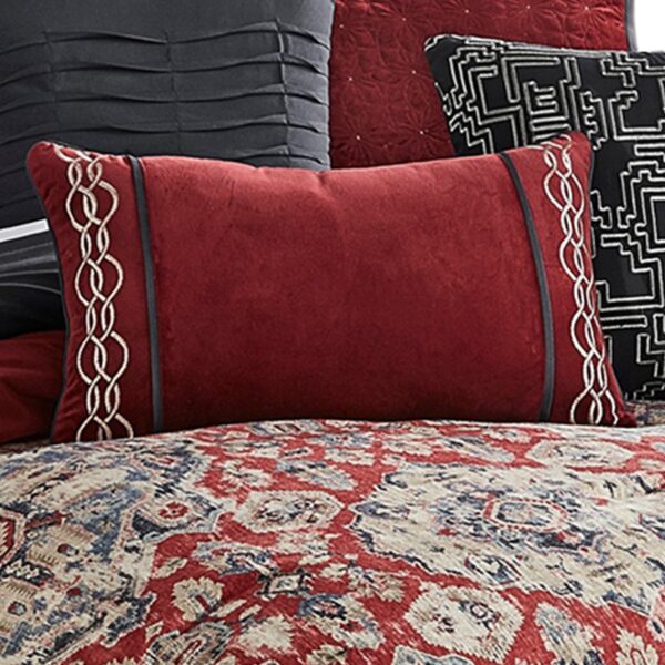 15022026699147f8e6d2e.jpeg 10 Piece King Size Comforter Set with Medallion Print, Red and Blue