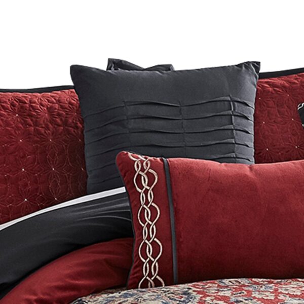 15022026699147fcf1e36.jpeg 10 Piece King Size Comforter Set with Medallion Print, Red and Blue