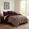 1502202669914812143ff.jpeg 10 Piece King Size Comforter Set with Medallion Print, Red and Blue