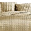 1502202669914870aa261.jpeg 3 Piece Queen Size Coverlet Set with Stitched Square Pattern, Gold