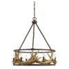6 Bulb Metal Frame Chandelier with Resin Antler Design,Dark Bronze and Gold