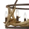 6 Bulb Metal Frame Chandelier with Resin Antler Design,Dark Bronze and Gold