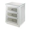 150220266991490deda36.jpeg 3 Drawer Mirrored Accent Table with Faux Diamond Inlay, Silver