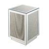 Mirrored Accent Table with Faux Diamond Inlay and Glass Top, Silver