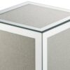 Mirrored Accent Table with Faux Diamond Inlay and Glass Top, Silver