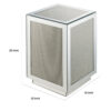 Mirrored Accent Table with Faux Diamond Inlay and Glass Top, Silver