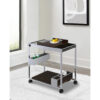 Metal and Wood Serving Cart with Tray and Floating Shelf, Brown and White