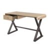 Aluminum Patchwork Rectangular Desk with X Trestle Base, Gold and Black