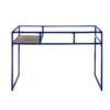 Rectangular Glass Top Desk with Open Compartment and Sled Base, Blue
