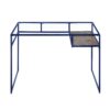 Rectangular Glass Top Desk with Open Compartment and Sled Base, Blue