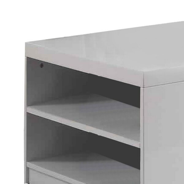 1502202669914a0cd47c7.jpeg Wood and Metal Frame Coffee Table with Open Shelves, White and Chrome