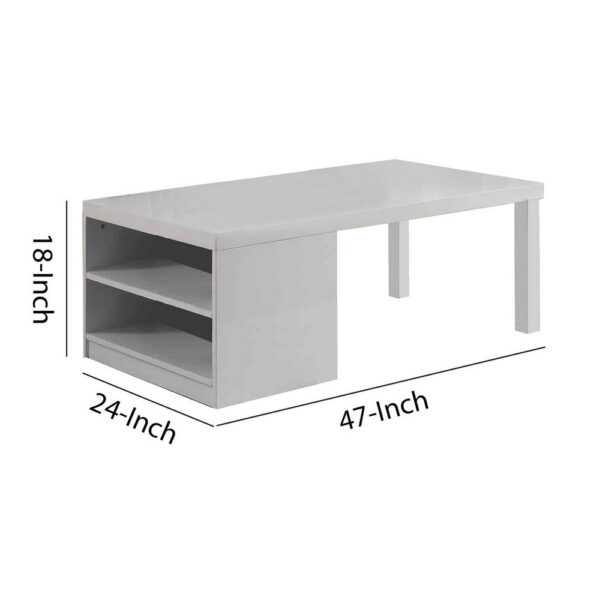 1502202669914a259b180.jpeg Wood and Metal Frame Coffee Table with Open Shelves, White and Chrome