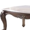 Faux Marble Top Engraved Wooden Frame Coffee Table, Off White and Gold