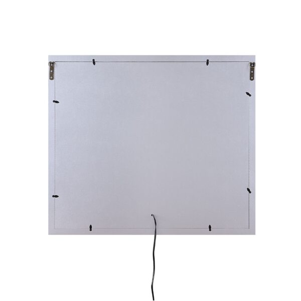 Mirror Panel Frame Wall Decor with Light Function and Faux Diamond, Silver