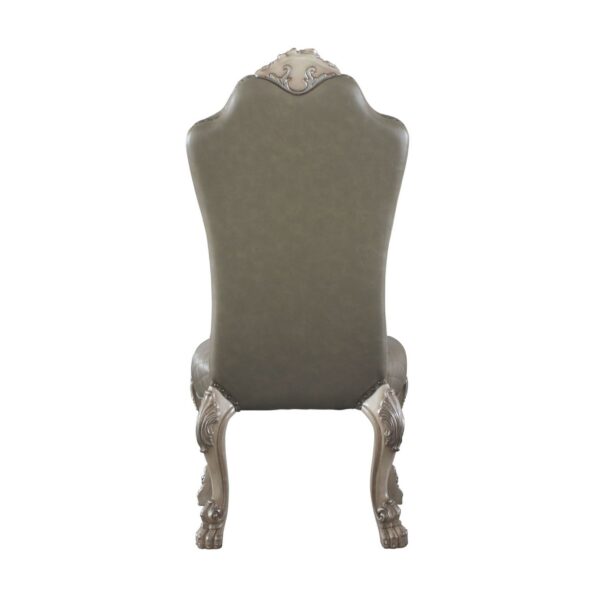 Leatherette Side Chair with High Back and Claw Legs, Set of 2,Antique White