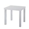 Square Wooden End Table with Straight Metal Legs, White and Chrome