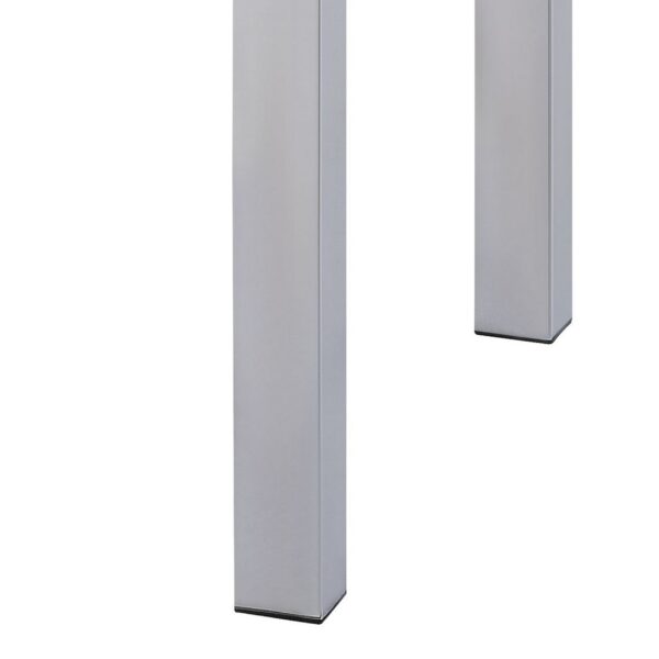 Square Wooden End Table with Straight Metal Legs, White and Chrome