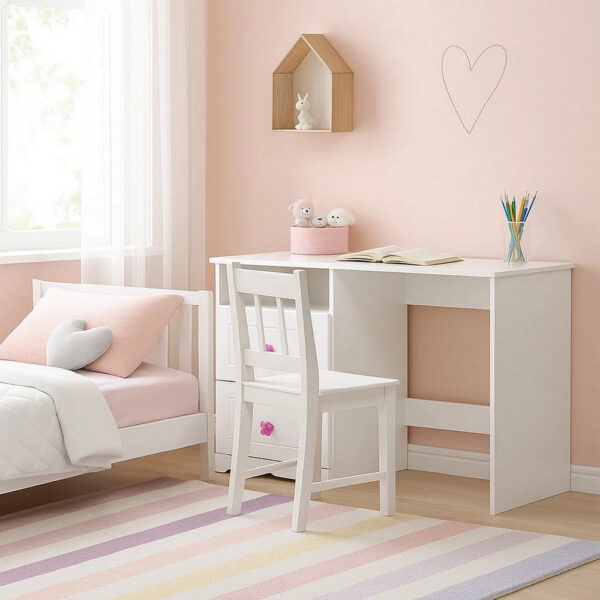 1502202669914cb953fb4.jpeg Wooden Table Desk with 2 Drawers and 1 Open Compartment, White