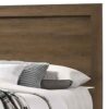 Transitional Style Wooden Eastern King Bed with Raised Molding Trim, Brown